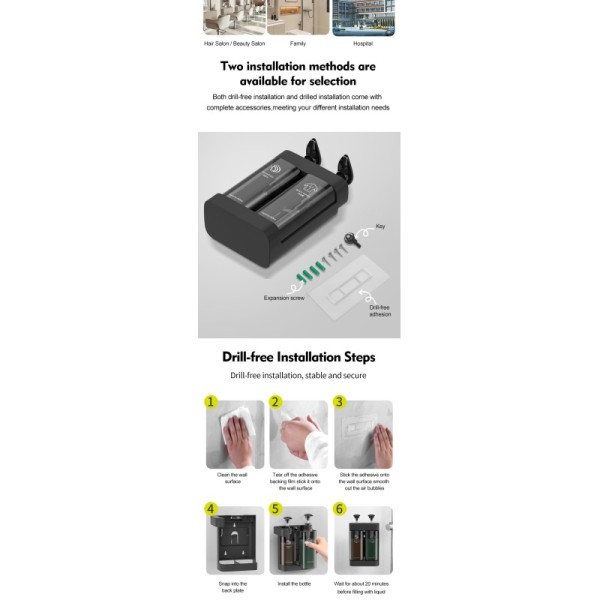 Customizable Tamper Proof Double to Triple Wall Mounted Soap Dispenser with ABS Material for Liquid Soap