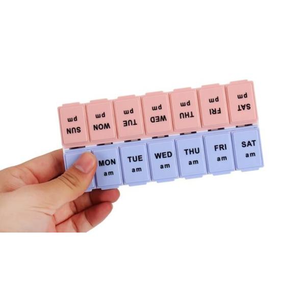 28 compartment column shape plastic pill storage box with pill crush box, Conventional eco-friendly 4 grids plastic trav