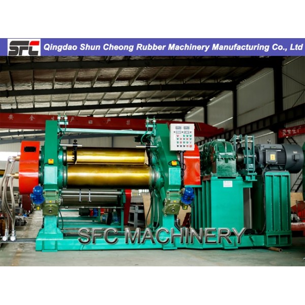 Open Type Two Roll Mill / Rubber Mixing Mill With Stock Blender