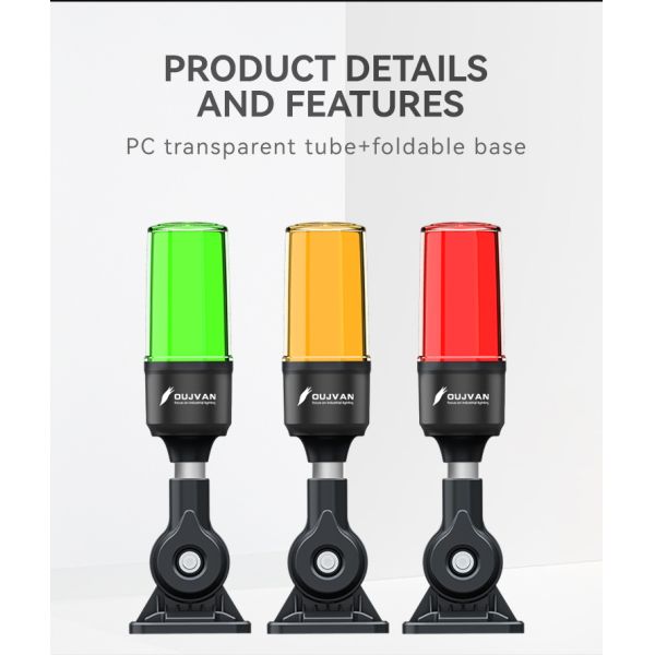 Foldable Base LED Machine Tool Light with 400Lm Luminous Flux and >90dB Buzzer Signal Warning Tower Light