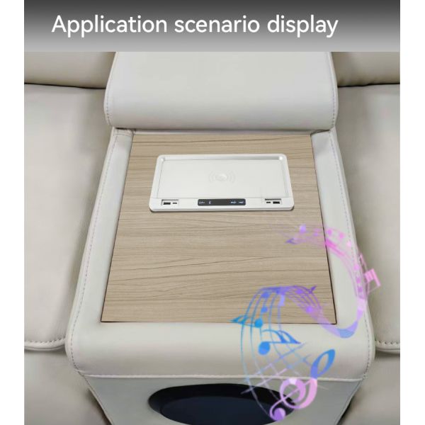 Recliner Bluetooth Sound System with 15W Qi Wireless Charger Dual USB Ports and ABS Plastic Construction