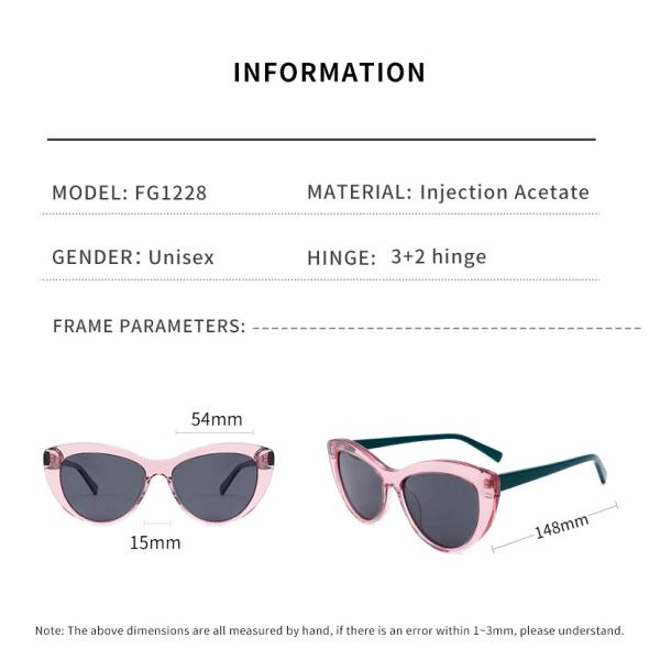 TAC Lens Cat Eye Sunglasses Women Acetate Frame Anti Dazzle Block UVA