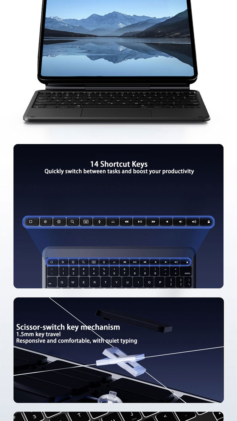 Laudtec Customize OEM ODM Magic Keyboard Case for iPad Pro 12.9