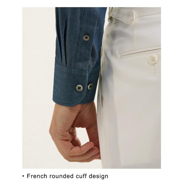 Solid Pattern French Cuff Colored Sweat Plaid Printed Slim Fit Shirts for Businessmen
