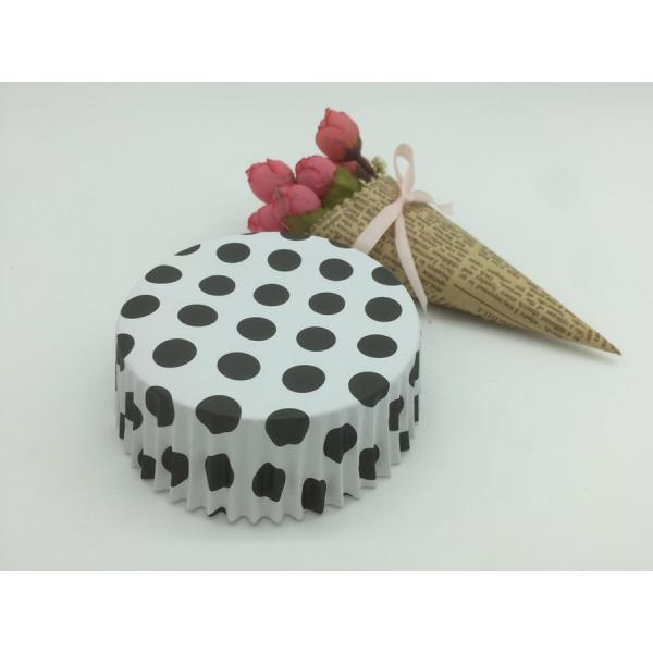 Round Shape Wedding Black And White Polka Dot Cupcake Liners Greaseless Non Stick