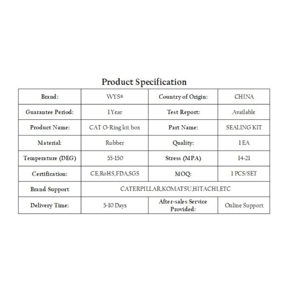 WYS C C O Ring Kit Box Excavator Arm O Ring Kit Box Repair Kit Box