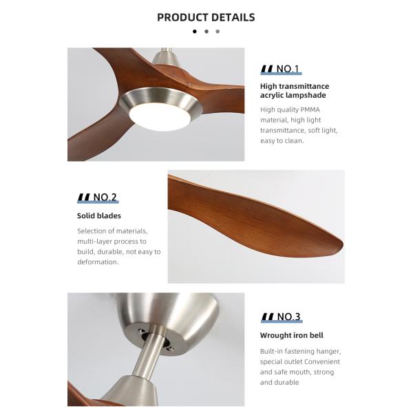 Popular 52 Inch 90lm/W ABS Blade Ceiling Fan With Light 50000hours