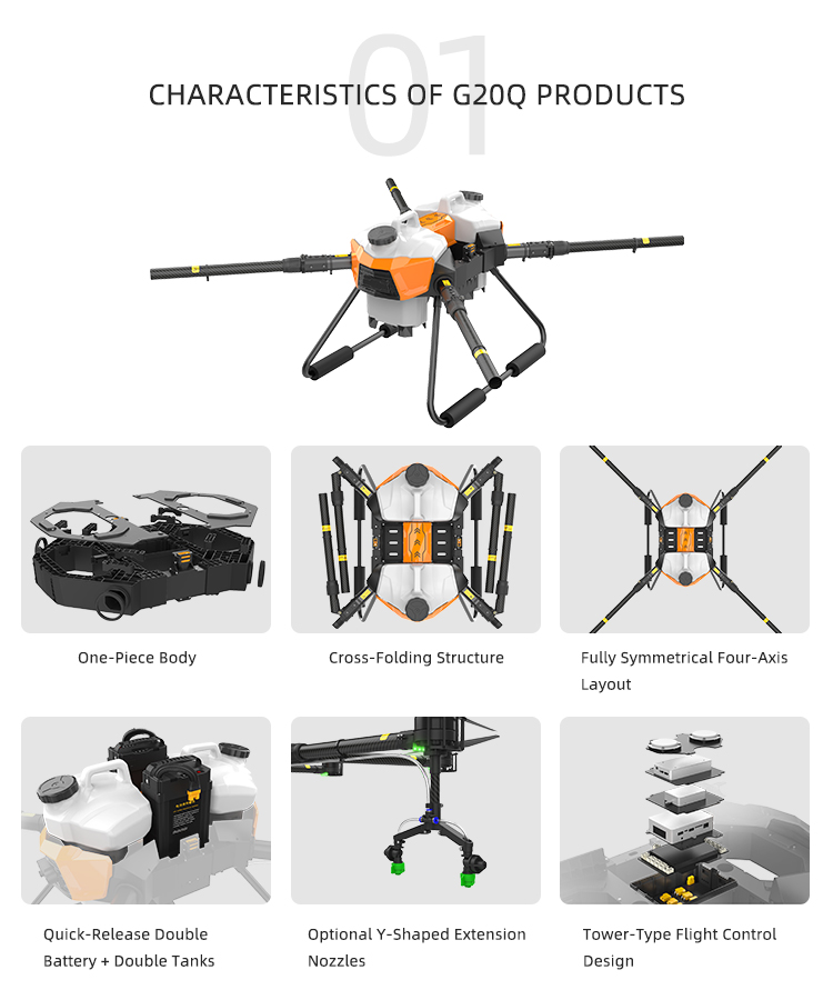 EFT G20Q Spraying Drones Best Assembled Multi-Purpose Farm Drone Parts for Agriculture EFT Multi-Purpose Drone Sprayers