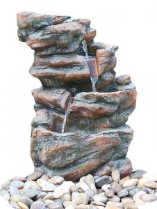 China Customized Size Outdoor Stone Fountains , Rock Garden Fountain In Grey Color on sale