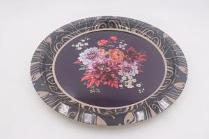 Buy cheap 33cm Floral Dinner Metal Steel Plate Set Tableware Round Shape Serving Tray product
