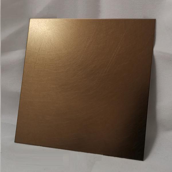 Bronze PVD Coated Stainless Steel Sheet with Cross Brushed Surface in Four Feet Size