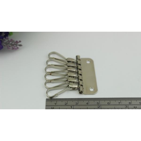 Cheaper Customized Iron Nickel Color Zipper Crocodile Leather Key Case Card Holder Hook 6 Keychain