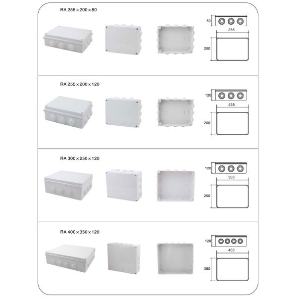 IP65 Stepped Gland Enclosure Surface Mounting Waterproof Junction Box With Knockouts