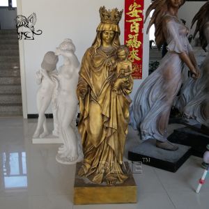 Buy cheap BLVE Mother Mary Bronze Sculpture Christ Jesus Mary Brass Statue Catholic Religious Metal Life Size Church product