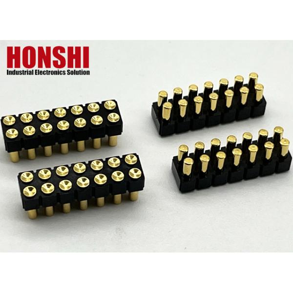 2.54mm High Current Pogo Pin Connector Female 2x7P Gold Plated H2.5 SMT Type For PCB