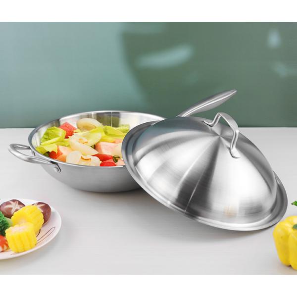 High Quality Cooks Standard Silver Fry Pan Stainless Steel Multi-Ply Clad Wok with High Dome lid