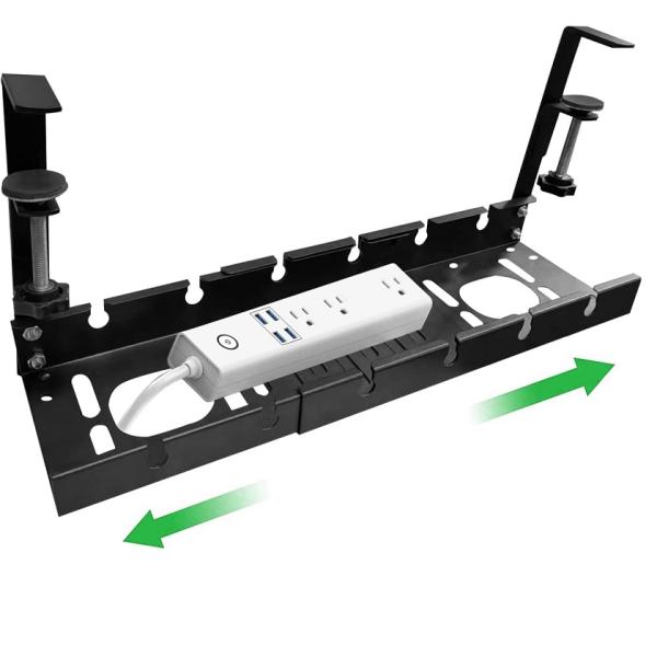 No Drill Steel Desk Cable Tray Retractable Wire Management Rack Metal Wire Cable Holder
