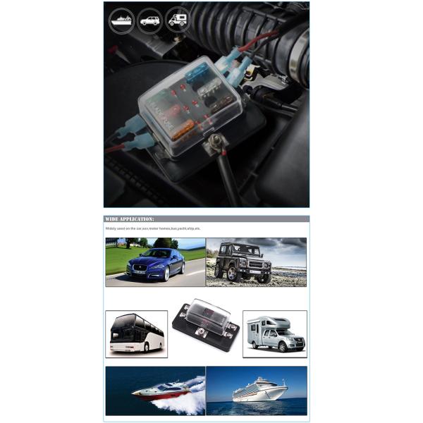 Tin Plated Screw Terminals 4 Way Car Automotive Standard Blade Fuse Boxs With Indicating LED