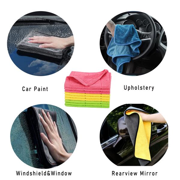 80% Polyester 20% Polyamide 40x40cm 300gsm Microfiber Plaid Style Car Cleaning Towel