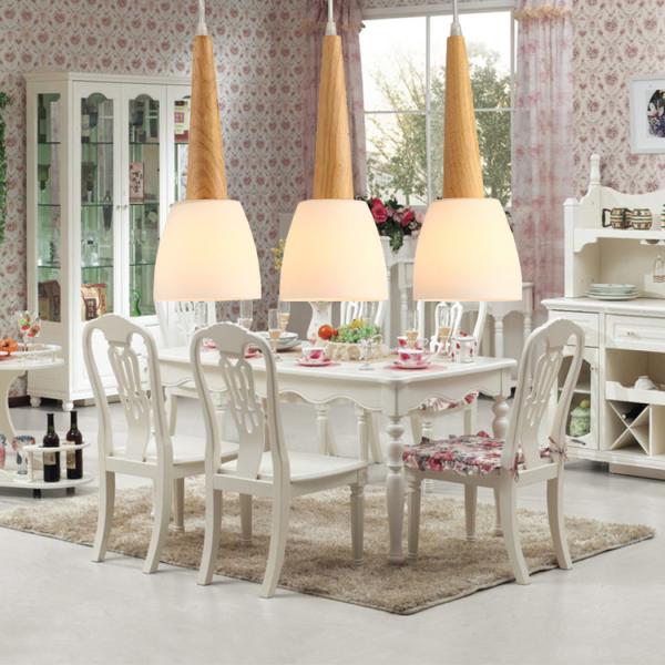 single head suspended Dinner room pendant light E27 bulb Top grade Thailand Oak wood