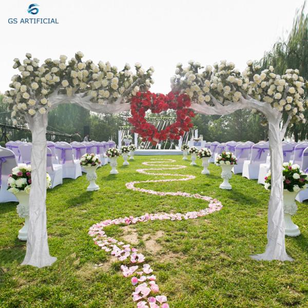 Handmade Wedding Arch Decorations , Faux Blossom Trees With Green Leaf