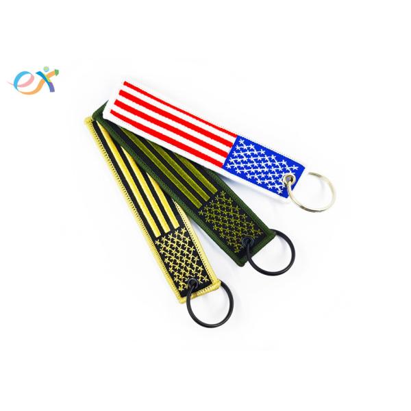 Buy cheap Polyester Custom Embroidered Keychain Rectangle Shape With Merrow Border product