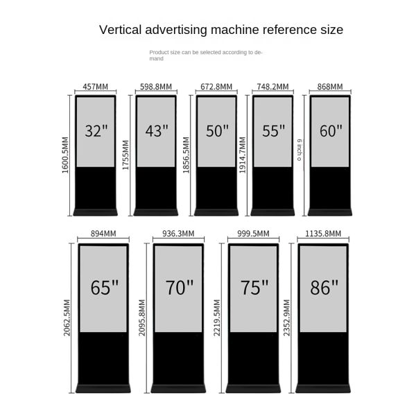55 Inch Vertical Advertising Machine for Shopping Malls Supermarkets Touch Screen LCD Player 3.91mm IP65 Android 11 SDK Support