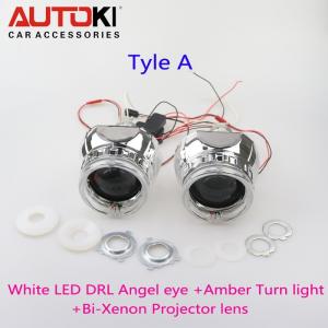 Buy cheap Autoki dual color white amber switchback led angel eye bi-xenon projector lens product