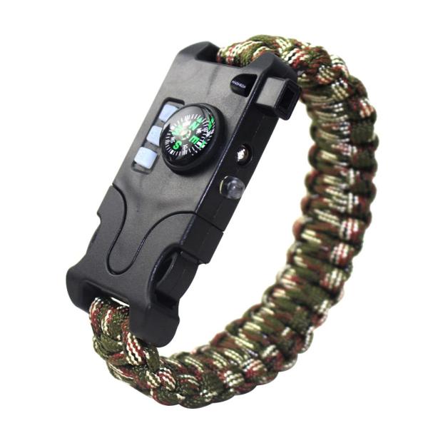 Thin Wrist Flint Starters , Adjustable SOS LED Camping Survival Bracelet