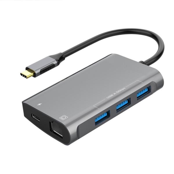 5 Ports USB C HUB With Wired Ethernet Adapter And Power Delivery