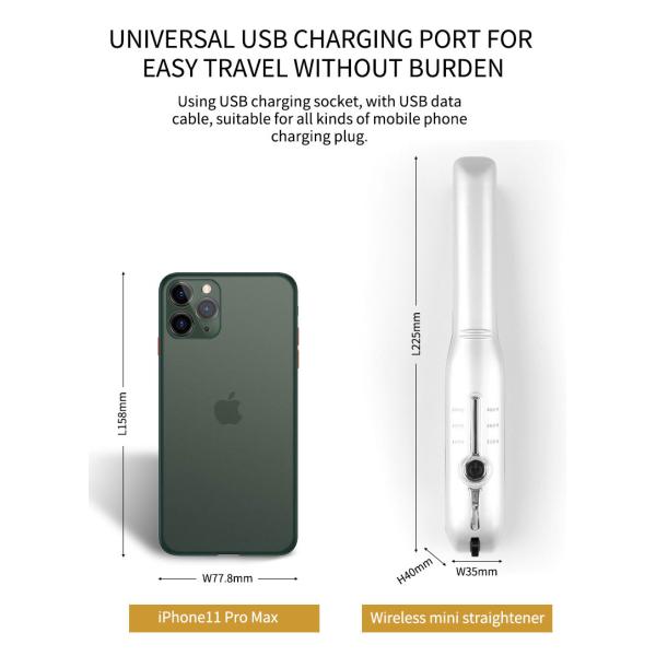 5V Mini Cordless Flat Iron Straightener Ceramic Coating Plate