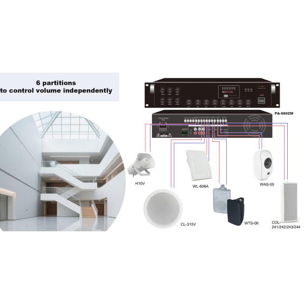 20W/40W PA System Speaker Adjustable Bracket Wall Speaker 100V ABS Material