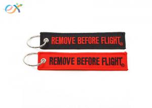 Buy cheap Remove Before Flight Woven Keychain Embroidered Name Keychain Color Black And Red product