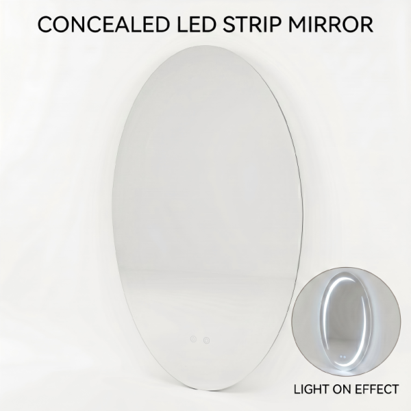 Kingstin Minimalist Concealed LED Smart Oval Mirror - Custom High-End Backlit Vanity Mirror for Modern Bathrooms