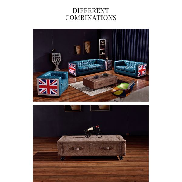 Nidea #8649 American Retro Old Leather Suitcase Double Drawer Coffee Table Cabinet Whiskey Bar Hotel Personalized Handmade Coffee