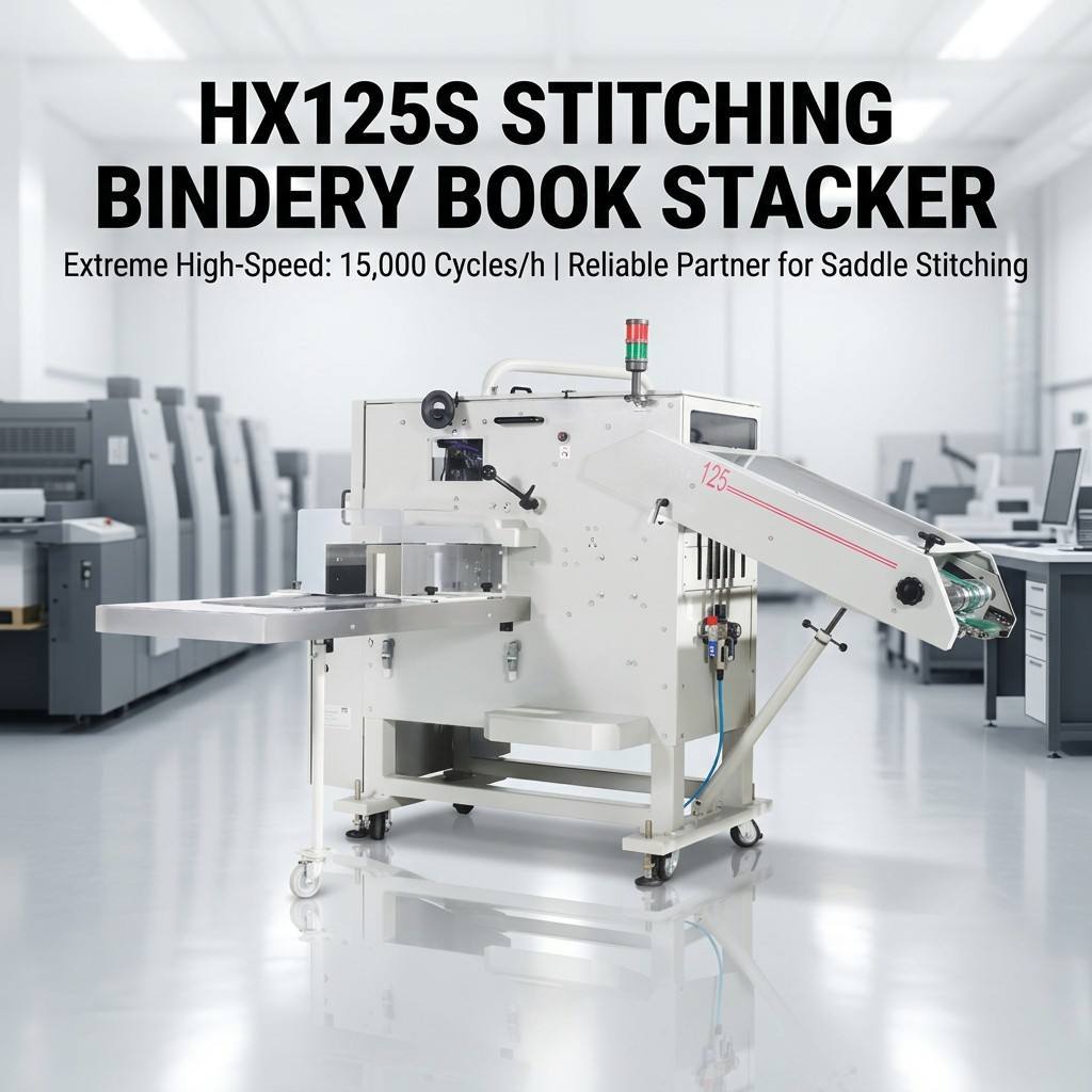 HX125S Robust Engineering Book Collector Installed Behind Saddle Stitcher Machines