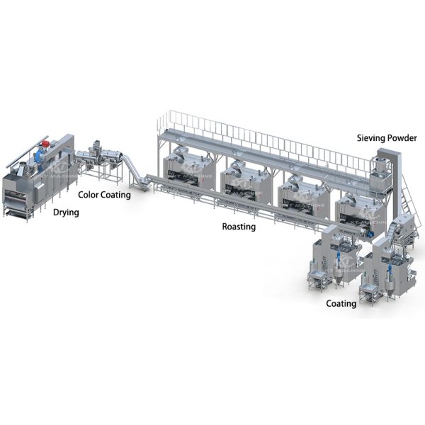 Fully Automatic Peanut Coating Baking And Seasoning Production Line Coating Baking Processing Plant