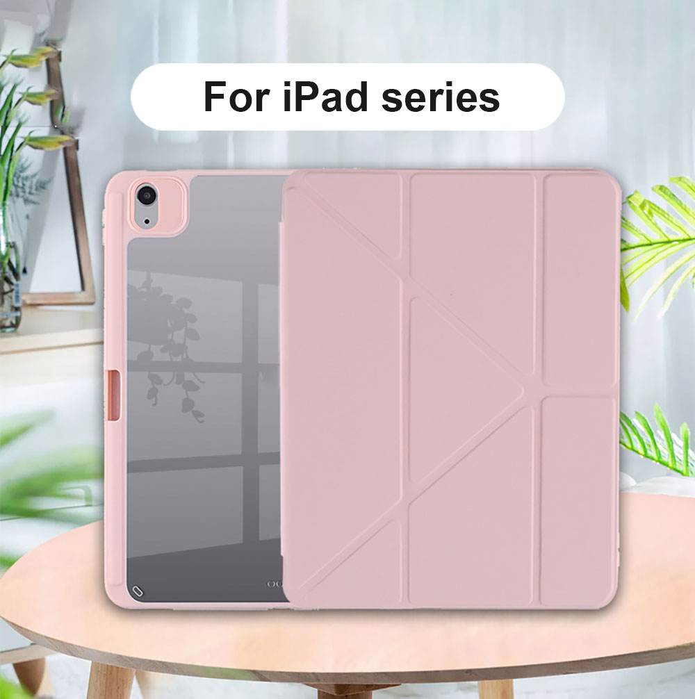 Custom Back Pattern Clear Acrylic Tablet Case for iPad 13 Inch Y-Shape Multi-Angle Stand,Auto Sleep Wake,Built-in Pencil Holder