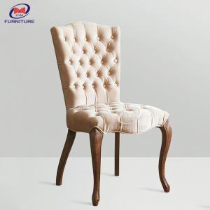 China French Style Wooden Dining Room Chairs Upholstered Button Tufted Back on sale