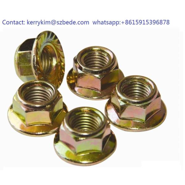 Metric Hex Flange Nuts DIN6932 8.8 9.9 12.9 Grade Alloy Steel Materials Nickel / Zinc Plating