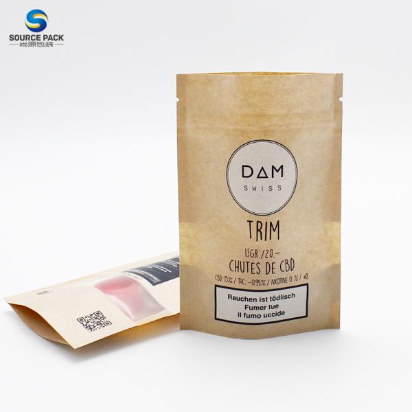 Biodegradable Custom Weed Packaging Kraft Paper Stand Up Pouch