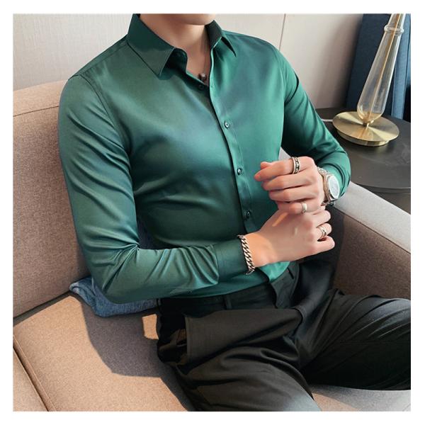 Viscose/Polyester/Spandex Formal Shirt for Men Professional Slim Fit Solid Color Shirt