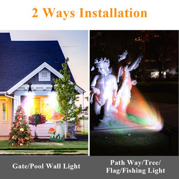 5000K RGB Color Changing Solar Landscape Lights IP44 200 Lumen Solar Path Lights