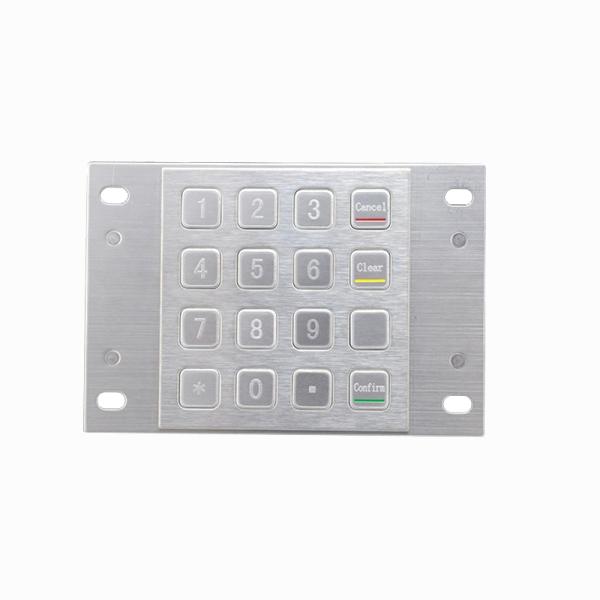 Waterproof 304 Stainless Steel Encrypted Pin Pad Payment Kiosk IP65 Encrypted Metal Keypad with 16 Keys