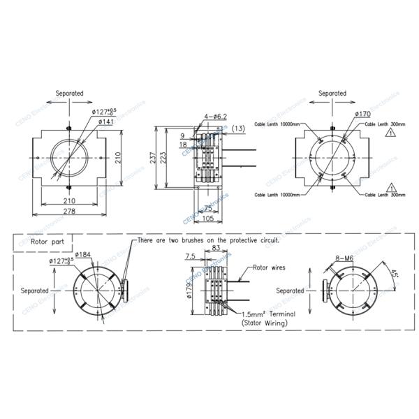 Two Half Style Slip Ring With Split And 3 Circuits 16A For Amusement Equipment