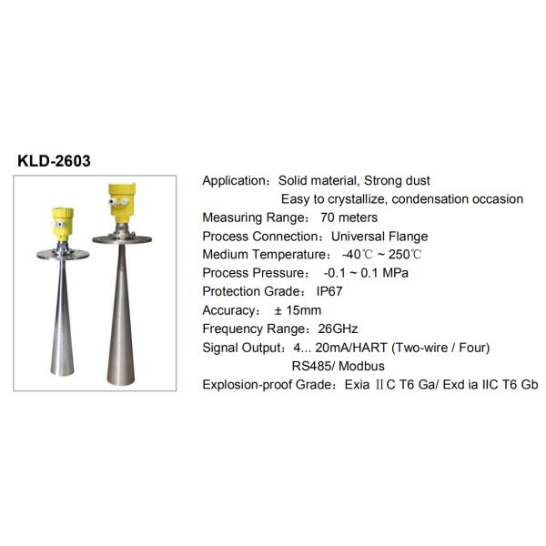 KLD 26GHz Series 4 - 20mA HART Radar Level Meter Solid Particles Level Meter