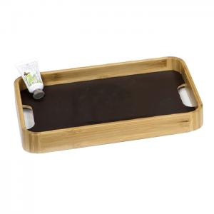 China Hotel Guestroom Leather Bamboo Tray Rectangle Multi use Customized on sale