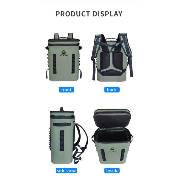 Green Hypalon Leakproof Cooler Backpack 25L For Camping Picnic