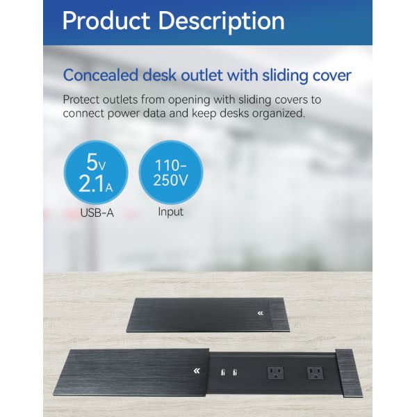 Commercial Office Furniture Socket Slide Embedded Boardroom Table Power Outlets