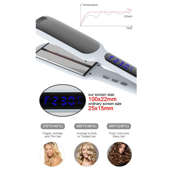 60W Ceramic Infrared Hair Straightener With LCD Screen Display